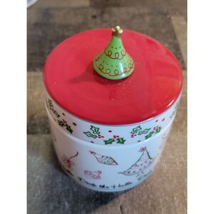 Ceramic Deck the Halls pine tree star candle holder Xmas home decor